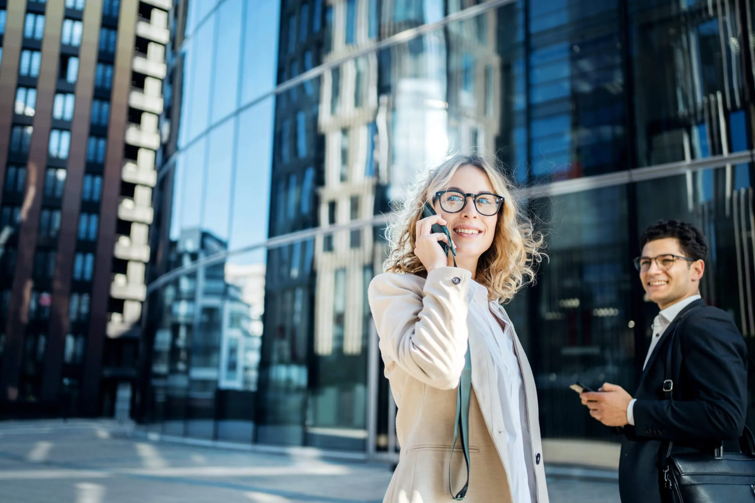 Professionals using mobile phones for business