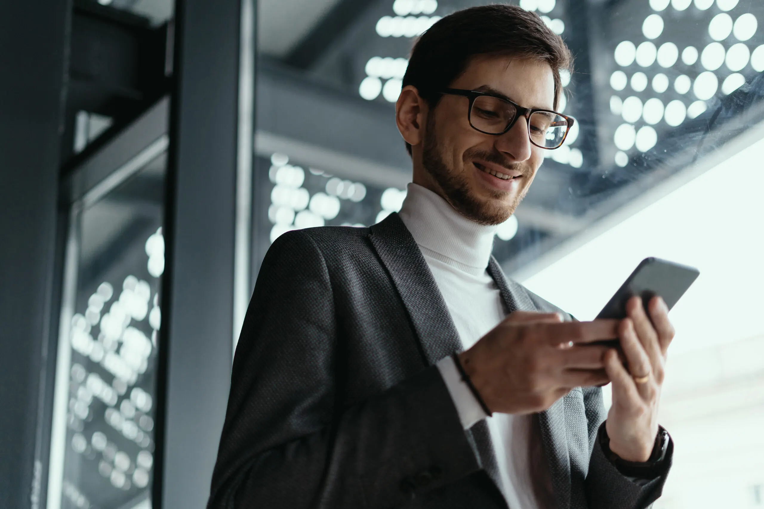 Business professional using smartphone